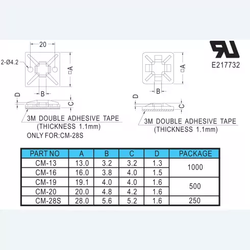 Cable tie mount CM 13 à 28S