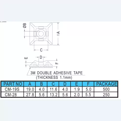 Cable tie mount CM-19S, CM28