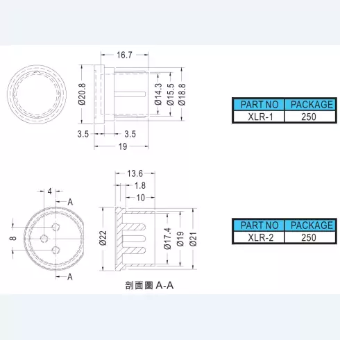 Balanced Connector cap XLR-1, XLR-2