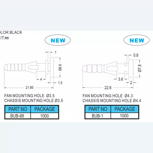 Fan snap rivet BUB-1, BUB-88