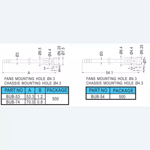 Fan snap rivet BUB-50, BUB-60, BUB-70