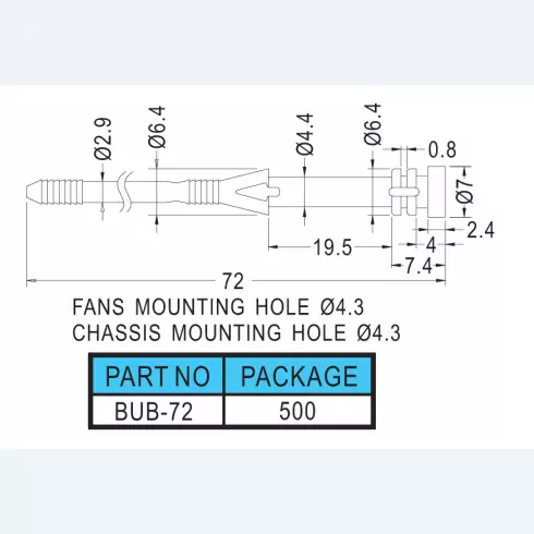 Fan snap rivet BUB-50, BUB-60, BUB-70