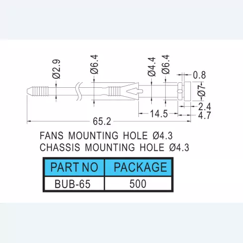 Fan snap rivet BUB-50, BUB-60, BUB-70