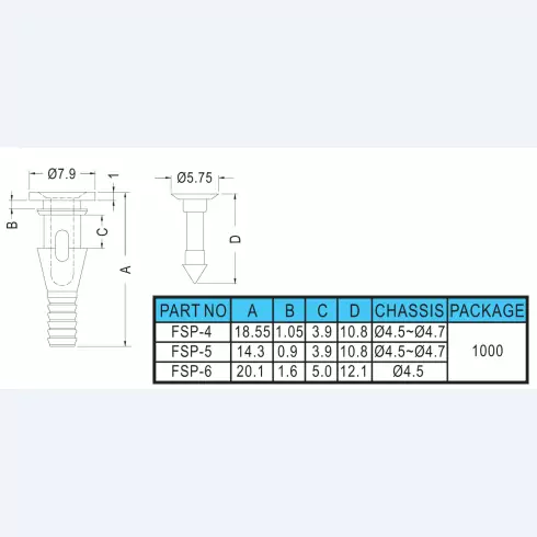 Fan snap rivet FSP-4, FSP-5, FSP-6