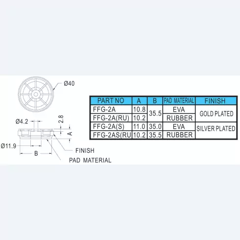 Gold Plated Foot FFG-2, FFG-3A