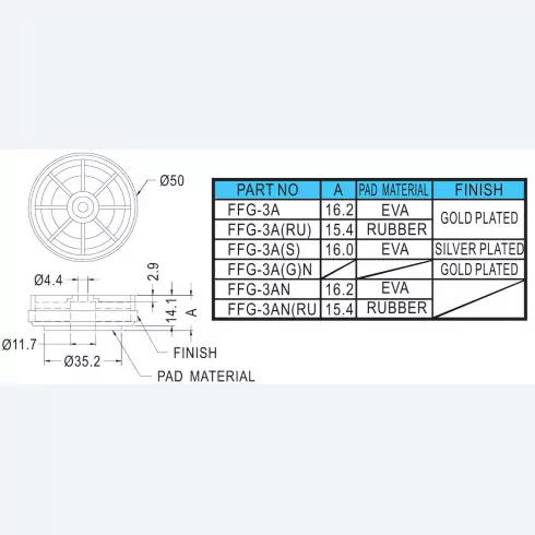 Gold Plated Foot FFG-2, FFG-3A