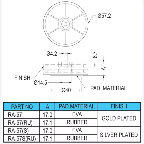 Gold Plated Foot RA-40, RA-57