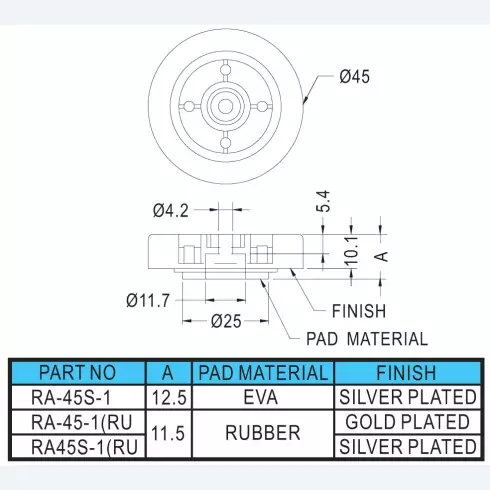 Gold Plated Foot RA-45