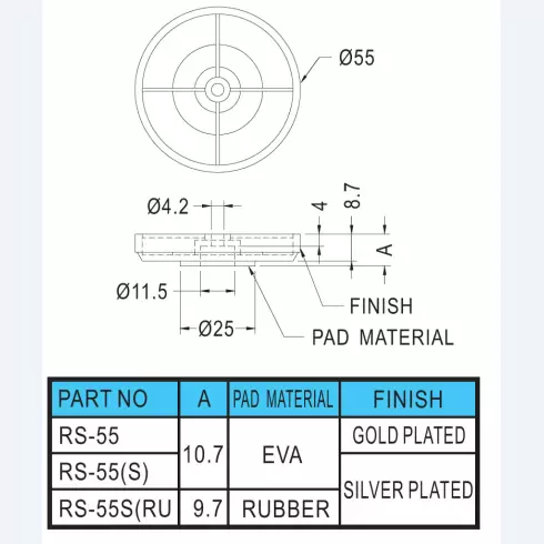 Gold Plated Foot RS-50, RS-55, RS-60