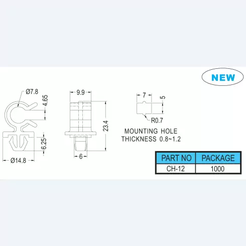Harness clip standoff CH-12