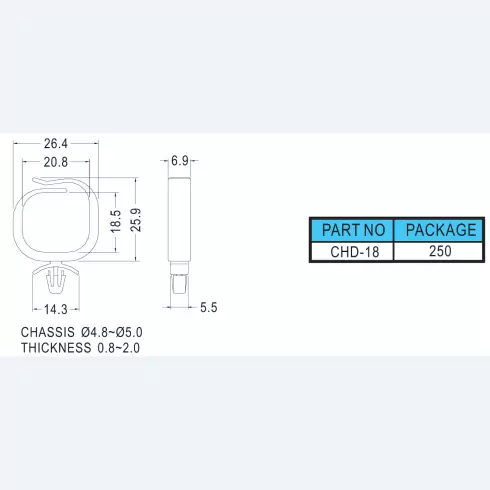 Harness clip standoff CHD-18