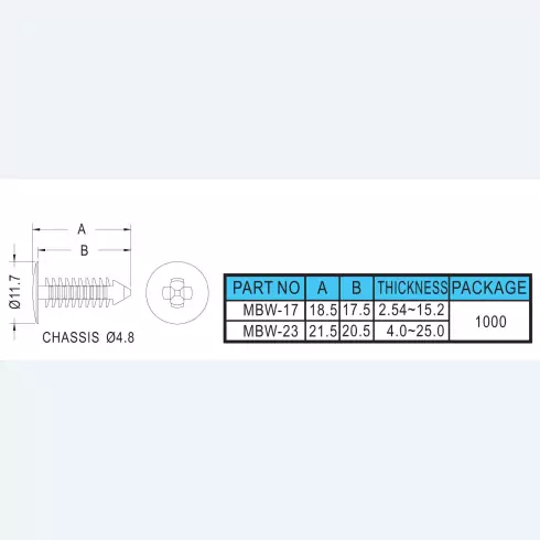 Mounting button MBW-17, MBW-23