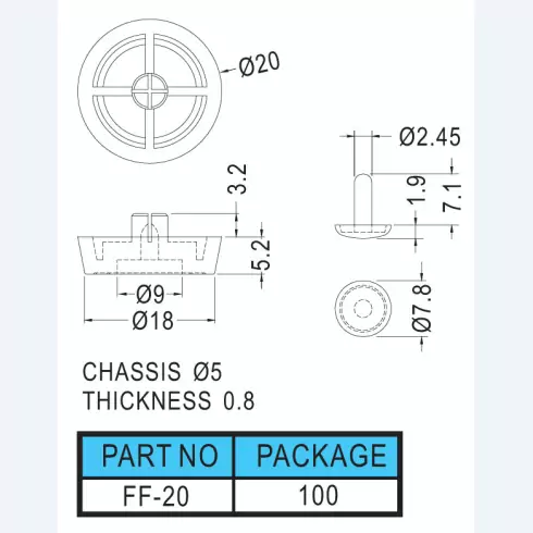 Plastic Foot FF-19, FF-20
