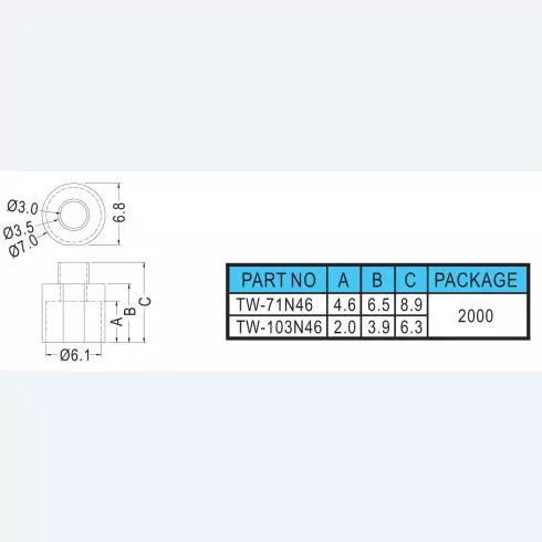 Round spacer TW-71N46, TW-103N46