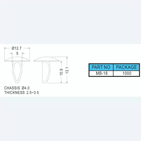 Snap rivet MB-18, MB-19, MB-27