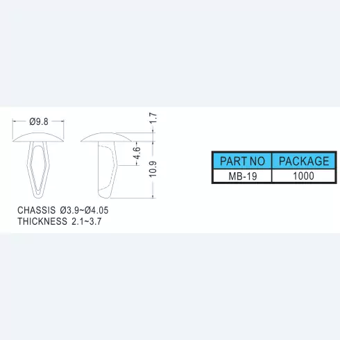Snap rivet MB-18, MB-19, MB-27