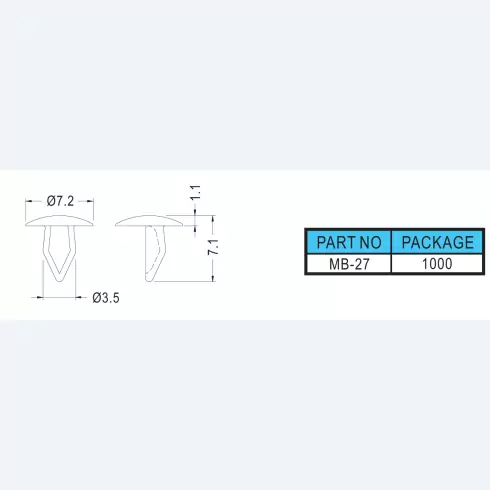 Snap rivet MB-18, MB-19, MB-27