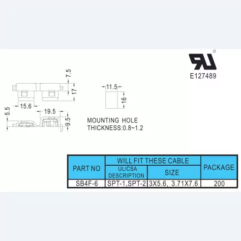 Square Strain Relief Bushing SB4F-6
