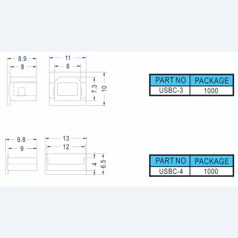 USB Housing USBC-3, USBC-4